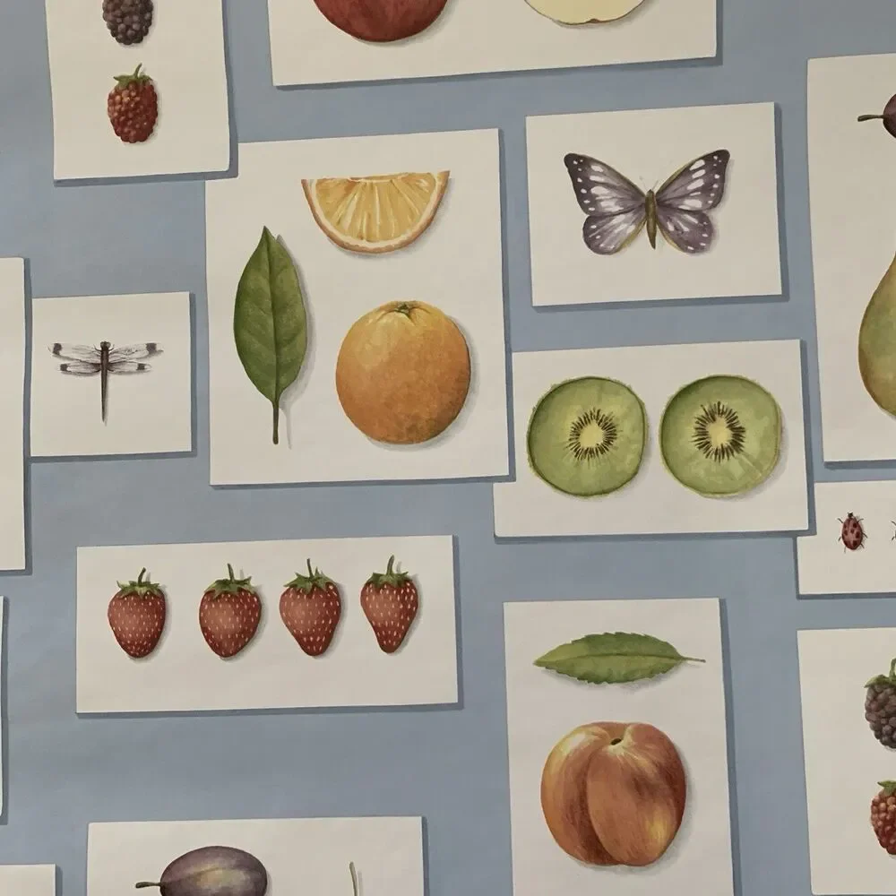 Vintage Kitchen Wallpaper 80s Look Fruit Apples Strawberries Pears Oranges More